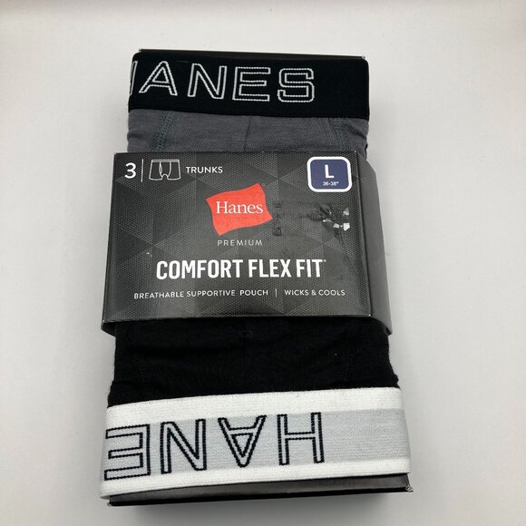 Hanes Other - Pack Of 2 Hanes Large Black/Gray Premium Comfort Flex Fit Men's Trunk Underwear